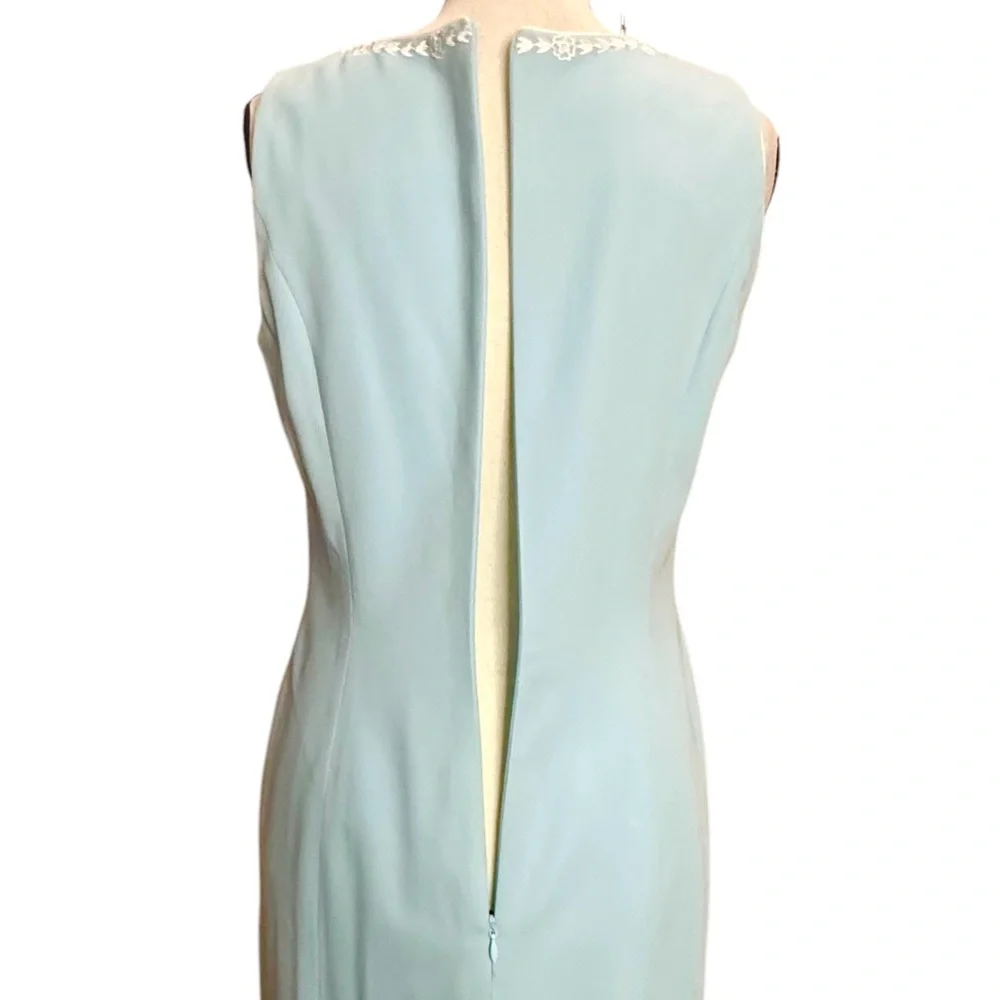 ESCADA Dress 38 (US 10) Powder Blue Embroidered Vintage Midi - Picture 7 of 10